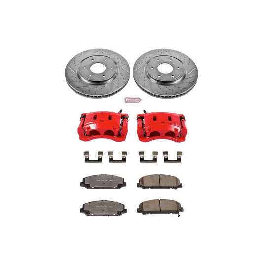 PowerStop Z36 truck and tow brake kit for 2006-2007 Nissan Armada, includes front brake rotors and calipers for enhanced performance.