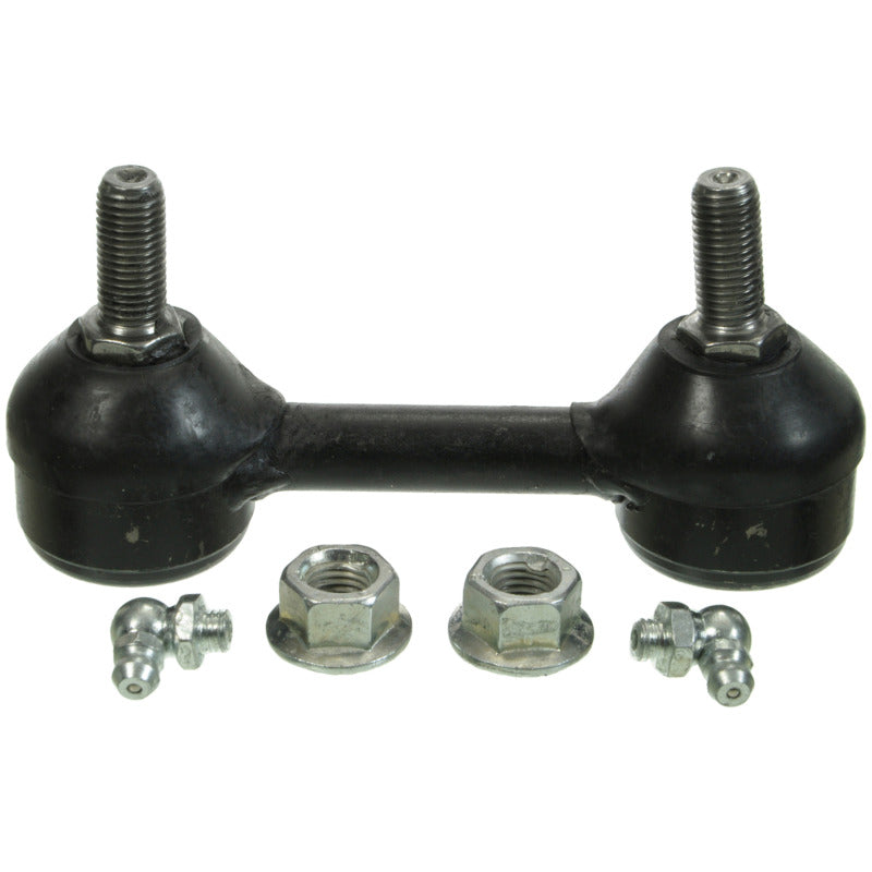 Moog Subaru Legacy 2000-2004 rear sway bar endlink kit showing metal links and rubber bushings.