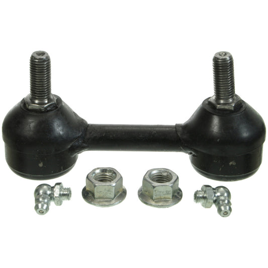 Moog Subaru Legacy 2000-2004 rear sway bar endlink kit showing metal links and rubber bushings.