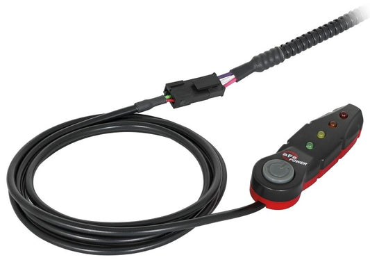 aFe Scorcher Blue Module for 2022-2025 Ford Bronco Raptor, Bluetooth-capable in-line power module installed in engine bay