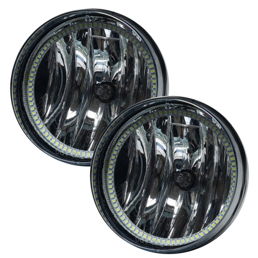 Oracle Lighting LED halo fog lights for 2007-2014 GMC Sierra in red, pre-assembled front fog lights with halo accents.
