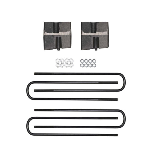 Skyjacker lift kit with suspension blocks and U-bolts for 2011-2013 Ford F-350 Super Duty 4WD, showing the assembled suspension components.