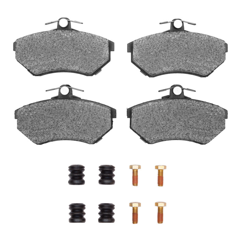 R1 Concepts OE ceramic brake pads and hardware kit for Audi 5000 R1 80-96 front brake system, includes pads and hardware for installation.