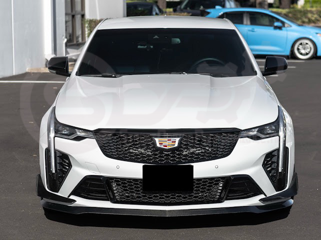 2020-UP CADILLAC CT4-V BLACKWING | CARBON FIBER FRONT LIP SPLITTER WITH CANARDS GROUND EFFECTS