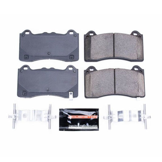 PowerStop Z23 Evolution Sport brake pads for 2016-2018 Ford Focus with hardware, high-performance front brake pads.