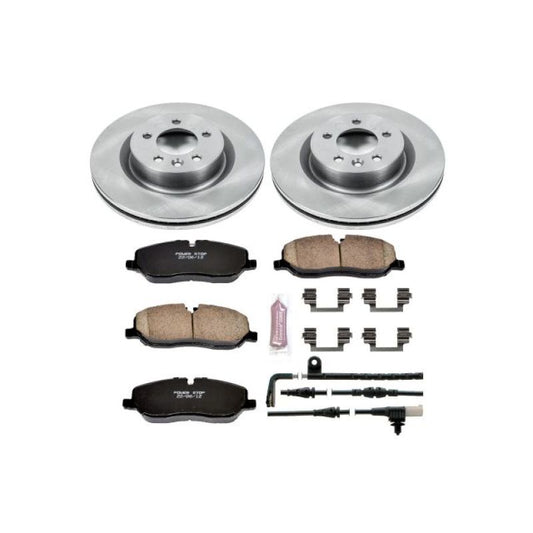 PowerStop OE brake kit for front of 2006-2009 Land Rover Range Rover Sport, includes brake rotors and pads.