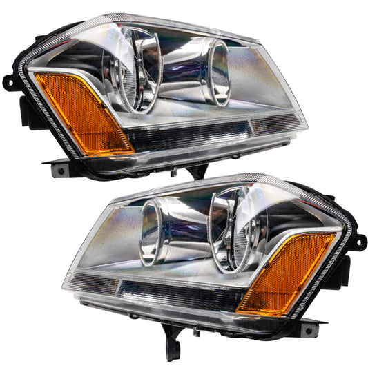 Oracle Lighting Dodge Avenger SE/SXT headlights with ColorSHIFT SMD LEDs and 2.0 controller, showcasing vibrant multi-color lighting.