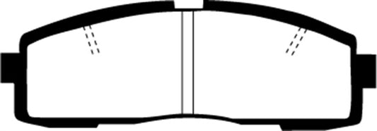 EBC Greenstuff rear brake pads for Toyota Supra 2.8, performance brake pads with green friction material, shown in image.