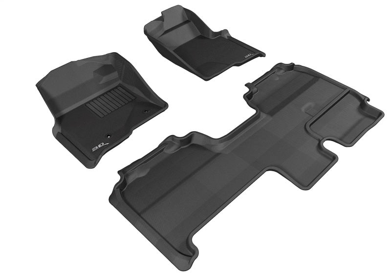 3D MAXpider rubber floor mats for Ford F-150 Super Cab 2010-2014, Kagu black full set with textured surface and custom fit.