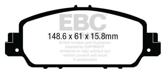 EBC Redstuff performance front brake pads for Honda Accord Coupe 2.4 EX, showing red brake pad material with EBC branding