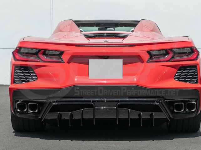2020-UP CHEVROLET CORVETTE C8 GLOSSY BLACK REAR *ADD-ON*  BUMPER DIFFUSER
