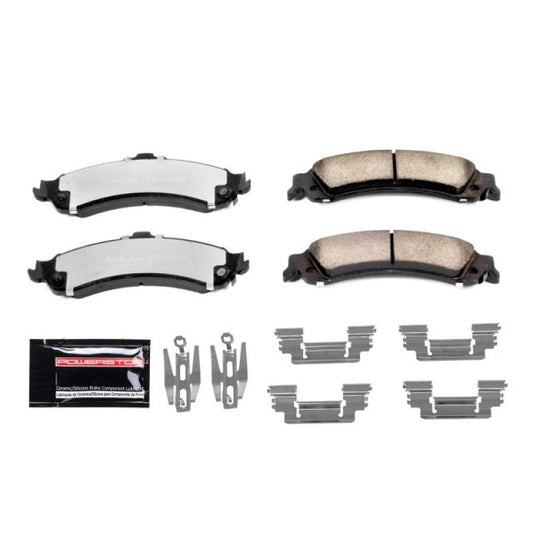 PowerStop rear Z36 truck and tow brake pads for Cadillac Escalade 2002-2006 with hardware, performance brake replacement.