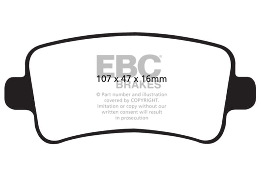 EBC 10+ Buick Allure 3.0 Greenstuff rear brake pads, performance brake pads for enhanced stopping power and durability.