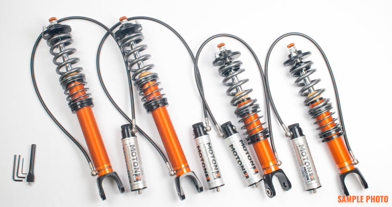 Moton 16-19 BMW M2 F87 Competition LCI 2-Way Clubsport Coilovers, showing close-up of high-performance suspension components.