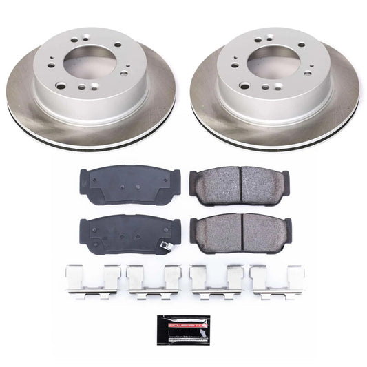 PowerStop rear semi-coated brake rotor kit for 2007-2009 Kia Sorento, performance brake kit with blank rotors.