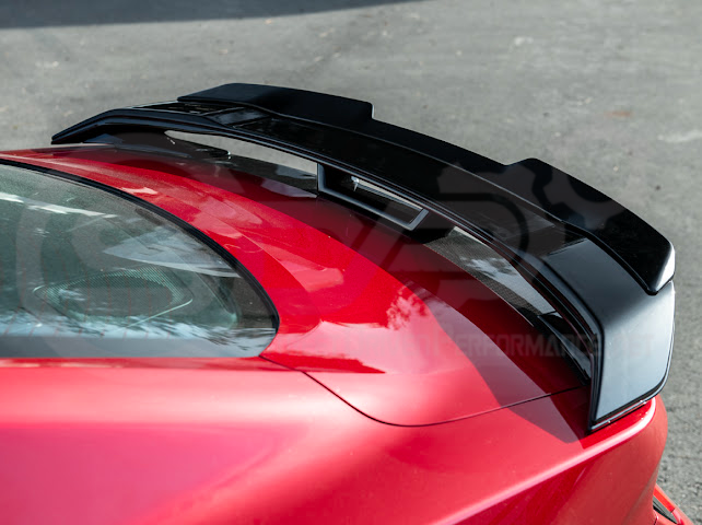 2024-UP FORD MUSTANG | DARKHORSE STYLE GLOSSY BLACK REAR TRUNK LID GURNEY FLAP WICKERBILL WING SPOILER