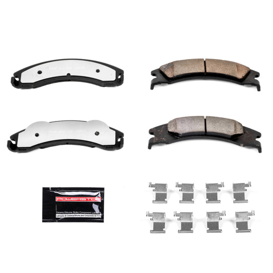 PowerStop rear Z36 truck and tow brake pads with hardware for Ford E-150 2008-2014, performance brake pads for heavy-duty towing.