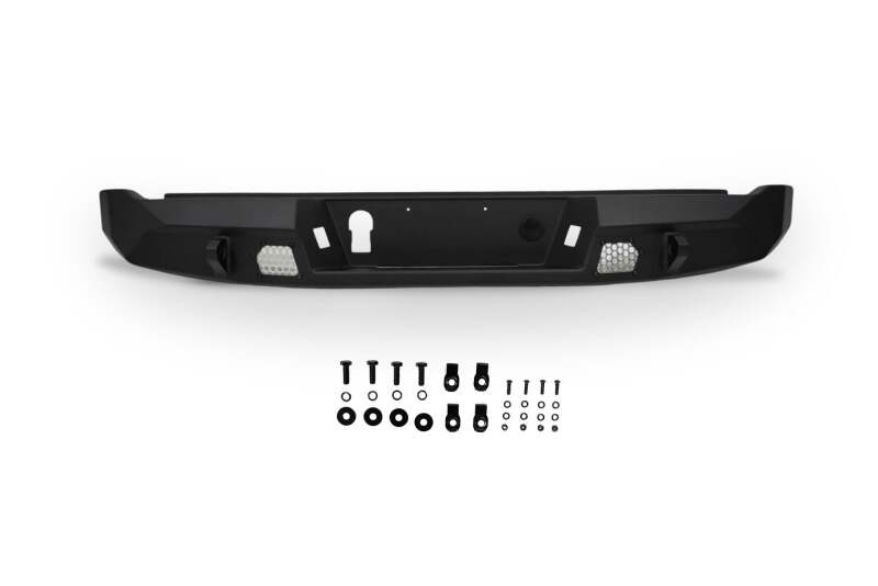 DV8 Offroad steel rear bumper for Chevy Colorado 2014-2022 and GMC Canyon 2015-2022, MTO Series rugged offroad bumper.
