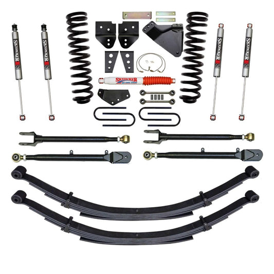 Skyjacker 8.5-inch lift kit for F350 4WD gas trucks, featuring heavy-duty suspension components for off-road performance.