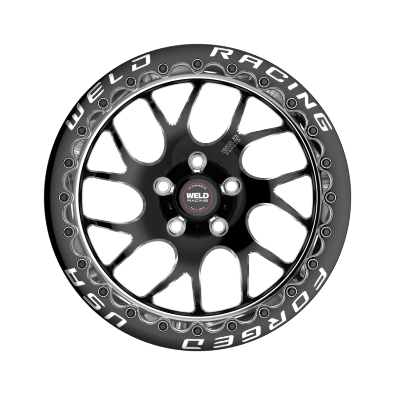 Weld S78 Beadlock forged wheel 15x10 inches, black center with polished shell, 5x120.65 bolt pattern, 3.18 HB, black SBL MT design