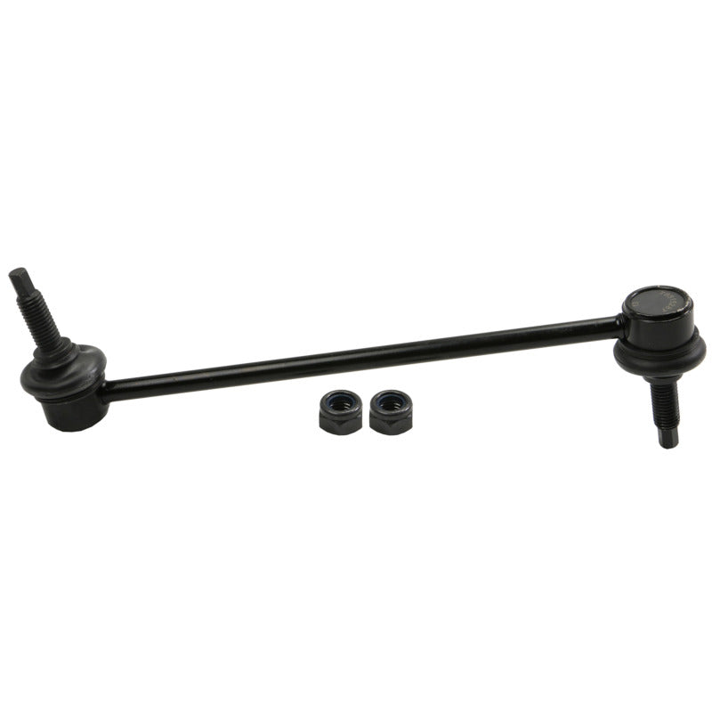 Moog Ford Mustang front sway bar endlink kit, compatible with 2005-2014 models, showing metal sway bar links and mounting hardware.