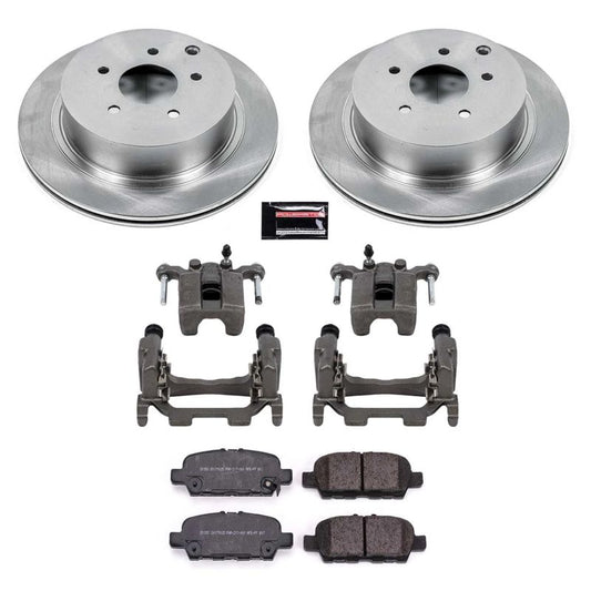PowerStop rear brake kit with calipers for 2018-2019 Infiniti Q50, OE style brake replacement with brake rotors and calipers.