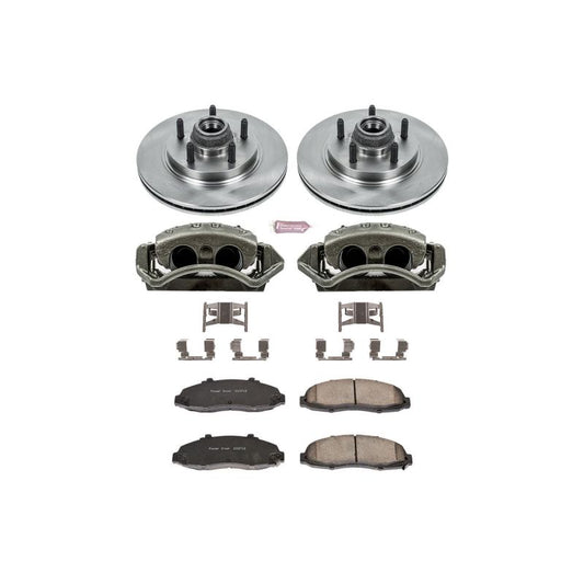 PowerStop OE brake rotors for 2002 Lincoln Blackwood front Autospecialty kit with calipers, installed on vehicle.