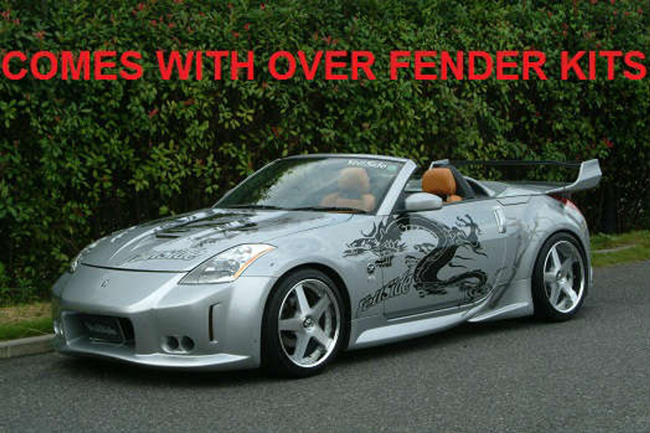 VeilSide 2003-2005 Nissan 350Z Fairlady Z Z33 Convertible Ver. III Model Complete Kit With Over Fenders, Aero Mirror, FRP Wing/ Carbon Top & Carbon Hood (FRP) FF3
