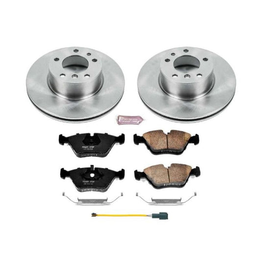 PowerStop OE brake kit for 1989 BMW 525i front, including brake pads and rotors, designed for optimal stopping power.