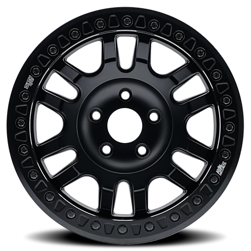 Dirty Life Canyon Race 17x9 cast wheel in matte black with -12mm offset and 130.8mm hub for off-road vehicles.