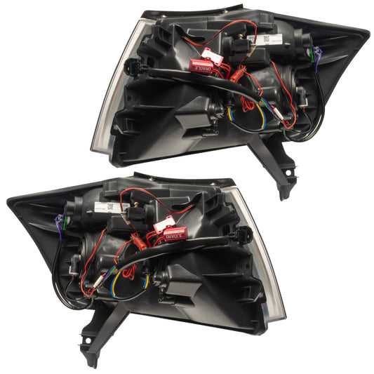 Oracle Lighting Nissan Armada 08-15 SMD HL ColorSHIFT headlights with simple controller, showing sleek headlight design and color-changing feature.