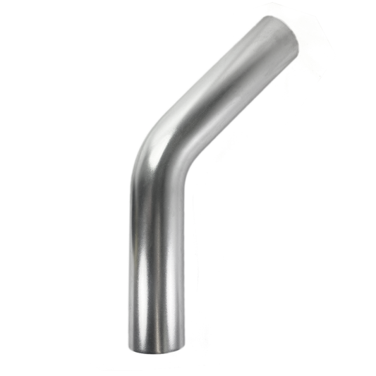 Ticon 4-inch aluminum tubing with 45-degree mandrel bend, 1.5D radius, made from durable 6061 aluminum, shown in the image.