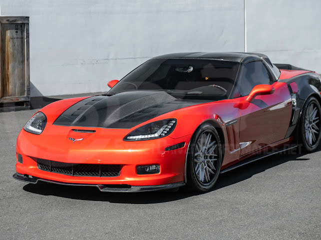 2005-2013 C6 Corvette - 427 /Grand Sport / Z06 / ZR1 | ZRA1 Style Front Splitter Lip Ground Effects (Carbon Fiber or Primer Black)