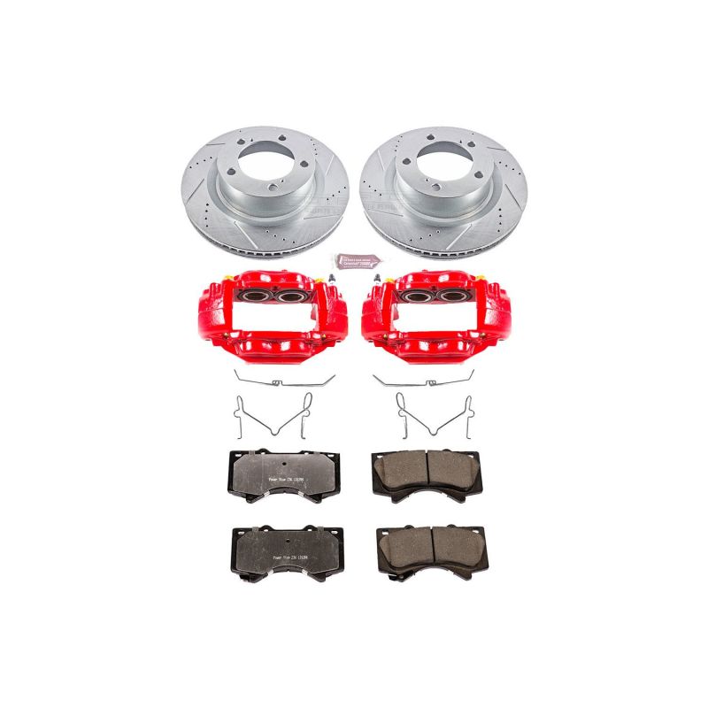 PowerStop performance brake calipers for 2007-2015 Toyota Tundra with Z36 Truck & Tow kit, front view with calipers installed