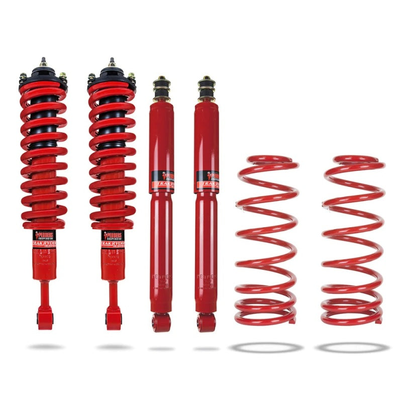 Pedders 4x4 lift kit for Toyota 4Runner, FJ Cruiser, Lexus GX470, showing suspension components and lifted vehicle stance.