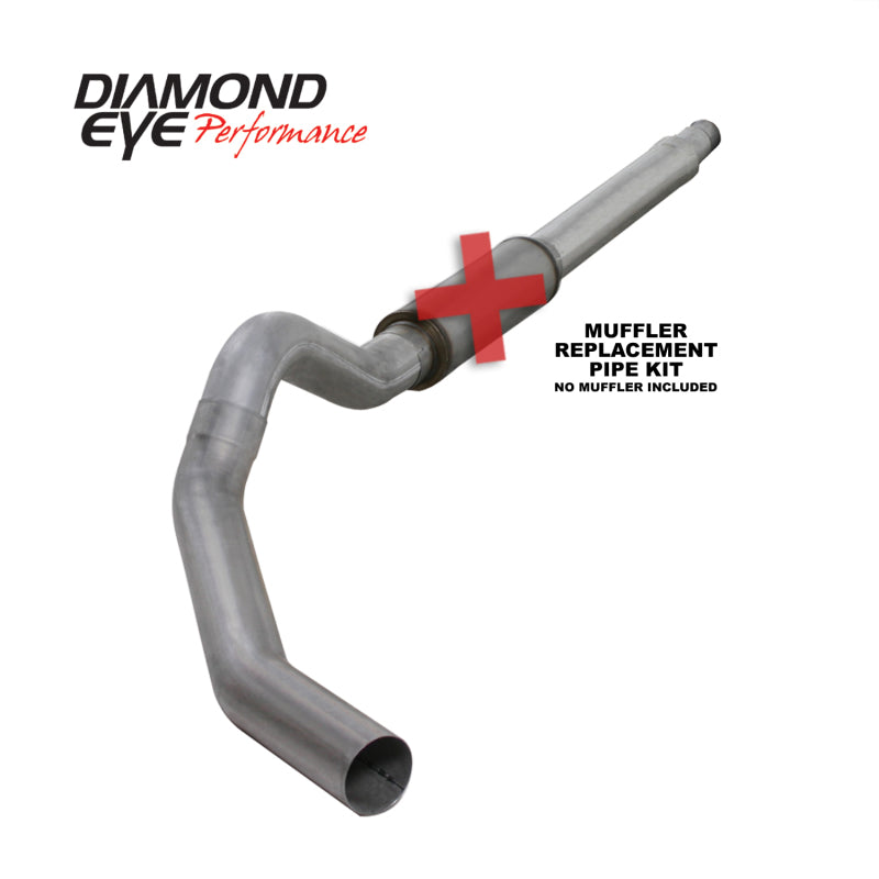 Diamond Eye Performance 5-inch Catback Exhaust pipe for Ford 6.0L F250/F350, showing the sleek single replacement pipe.