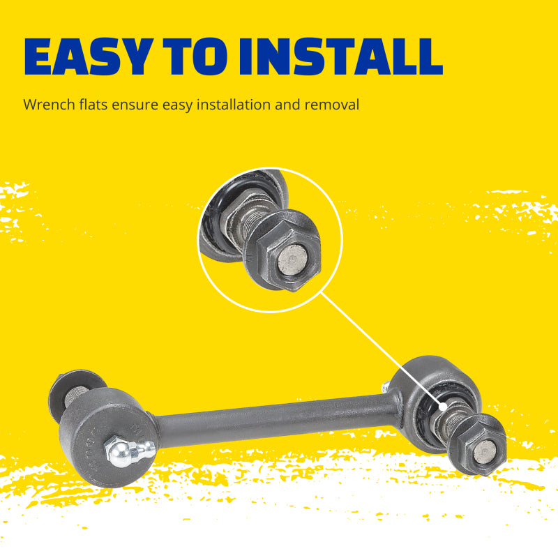 Moog Ford Escape 2013-2018 rear sway bar endlink showing metal joint and black rubber boot for suspension stability