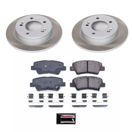 PowerStop rear semi-coated brake rotor kit for 2014-2016 Kia Soul, performance blank brake rotors shown in the image.