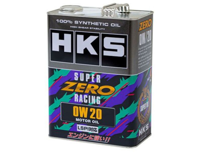 HKS Super Zero Racing 0W-20 motor oil 1-liter container, high-performance engine oil for racing and automotive use