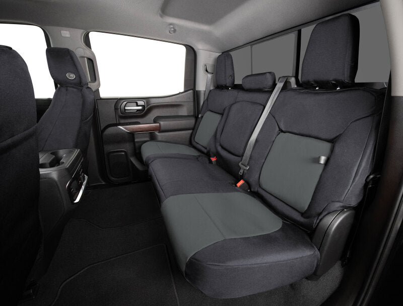 Covercraft Endura PrecisionFit second row seat covers for Toyota Grand Highlander, custom-fit fabric protection for vehicle seats.