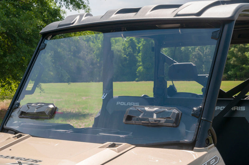 Seizmik mid-size Pro-fit vented windshield for Polaris Ranger 500/570/EV, rugged off-road protection with tool-less installation.