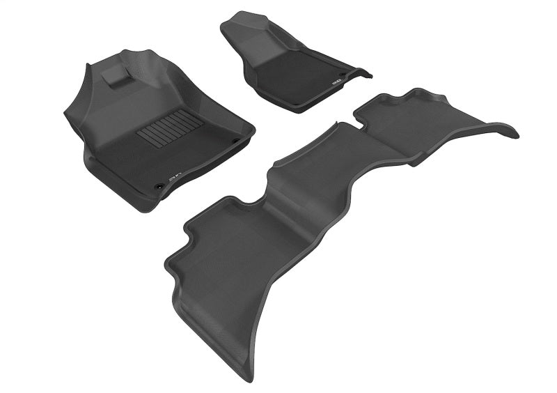3D MAXpider rubber floor mats for Dodge Ram 1500 Quad Cab and Ram Classic Quad Cab in black, full set with 2 eyelets.