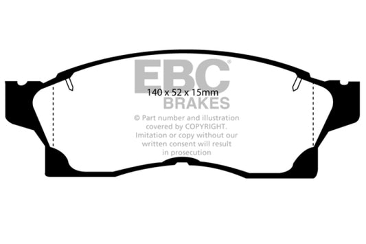 EBC Greenstuff front brake pads for 91-92 Toyota MR2 2.0 Turbo, performance brake pads with green friction material.