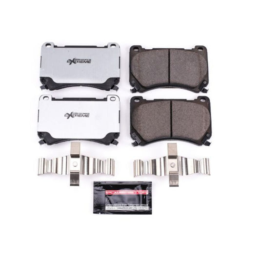 PowerStop Z26 Extreme Street brake pads for 2011 Hyundai Equus front, with hardware, designed for high-performance braking.