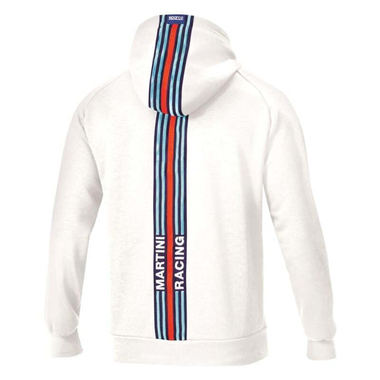 White Sparco hoodie with Martini stripes, XXL size, casual sweatshirt featuring stylish racing-inspired design.