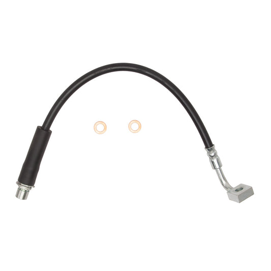 DFC Chrysler 300 front brake hose from the brake line kit, showing the flexible rubber and metal fittings of the brake hose.