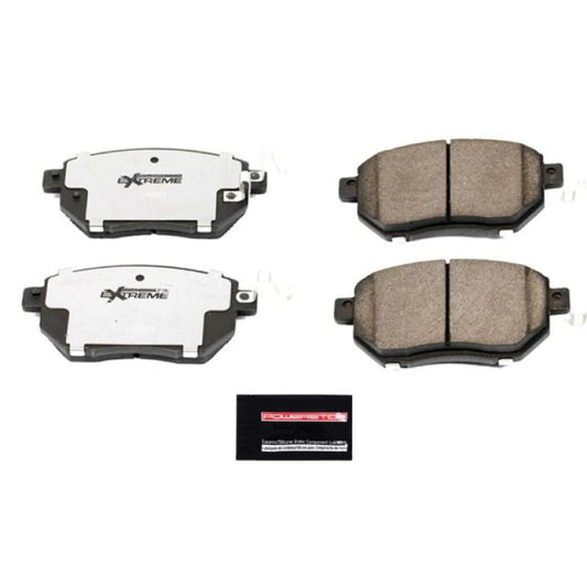 PowerStop Z26 Extreme Street brake pads with hardware for Infiniti FX35 2003-2006 front brake system, high-performance replacement.