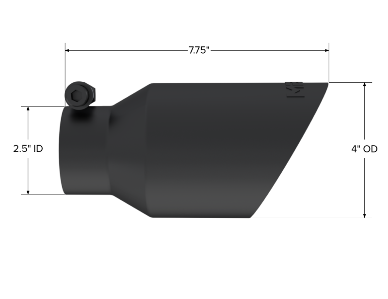 MBRP black universal 4-inch OD dual wall angled exhaust tip with 2.5-inch inlet and 8-inch length, vehicle exhaust accessory