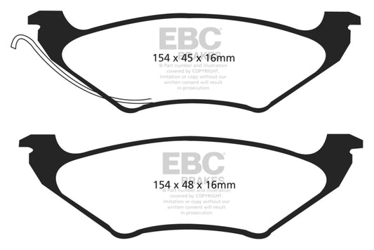EBC Ultimax2 rear brake pads for Chrysler Town & Country 3.3, 15-inch OE-style brake pads for reliable braking performance.