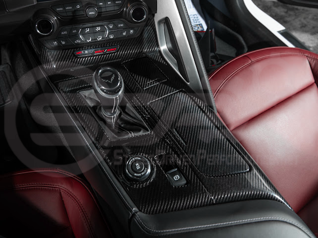 2014-2019 Corvette C7 | Carbon Fiber Center Console Bezel Cup Holder Trim Panel (Fits all Models)
